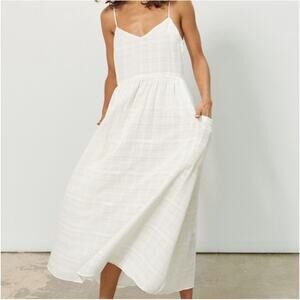 Mara Hoffman Agnes Maxi Dress V-Neck Pocket Spaghetti Strap Midi Cottagecore
